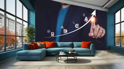 Businessman touch PDCA concept ,PDCA concept or plan do check action business management concept Wall mural