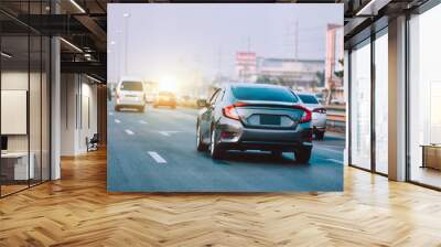 Car driving speed on highway road Wall mural