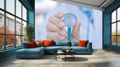 Close up hand holding stethoscope,Doctor stethoscope Wall mural