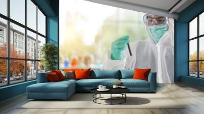 Doctor, scientist, researcher Currently studying and analyzing blood samples of corona virus patients 2019 for use in research and experiment in medicine for treatment of patients in hospitals. Wall mural