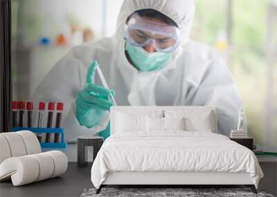 Doctor testing blood sample research vaccine Corona virus Wall mural