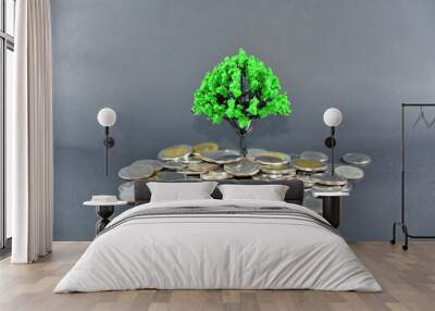 Tree Coins on Background Market growth Business money finance investment concept Wall mural