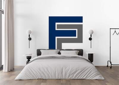 
this is the initials letter (f) and letter (p) and has two colors namely blue and gray Wall mural