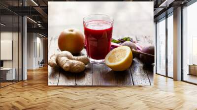 Glass of fresh beetroot ginger smoothie; concept: healthy nutrition Wall mural