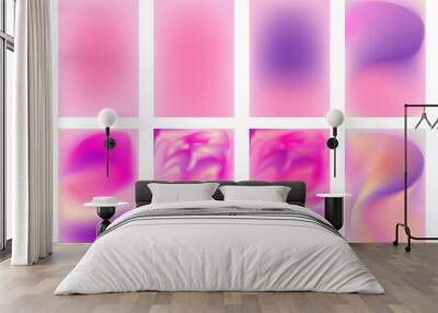 Set of abstract pink, violet, red soft blur gradient color vector background design. Wall mural