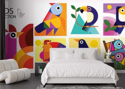 Set of birds icon colorful vector illustration collection. Wall mural