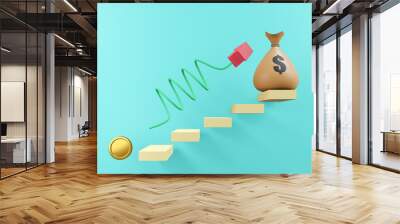 3D render money pictures concept. Wall mural