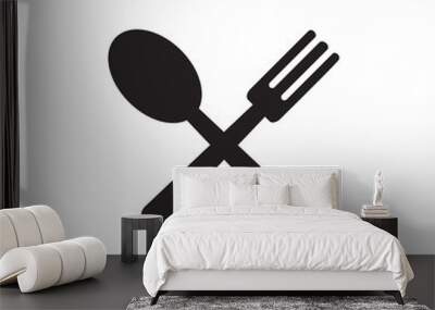 cutlery icon , spoon and fork icon Wall mural