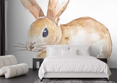 Cute Bunny Watercolor Painted Wall mural