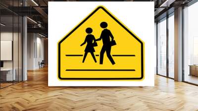 road sign - school crossing with lines Wall mural