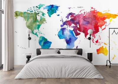 Watercolor World Map Wall mural