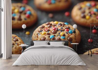 cookie day, cookie with colored chocolate, delicious Wall mural