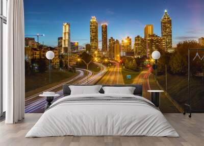 Skyline of Atlanta from Jackson Street Bridge Wall mural