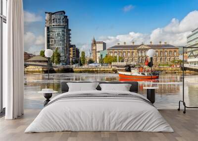 The Custom House and Lagan River in Belfast, Northern Ireland Wall mural