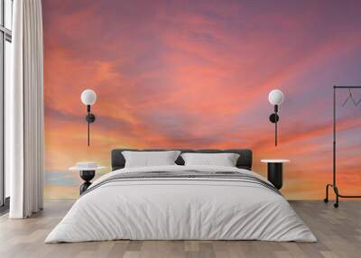 colorful sunset sky panorama with pink orange and yellow clouds Wall mural