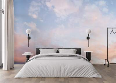 dreamy romantic background with lighted clouds in pink and blue sky Wall mural