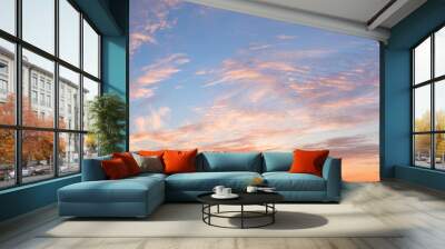 romantic colorful sunset panorama sky with rippled clouds Wall mural