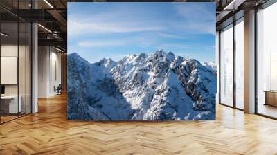 view from Osterfelderkopf near Garmisch to wintry Wetterstein alps and valley Wall mural