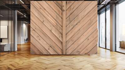 wooden background with middle bar and diagonally mounted planks Wall mural