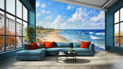 Painting with seascape in the summer Wall mural