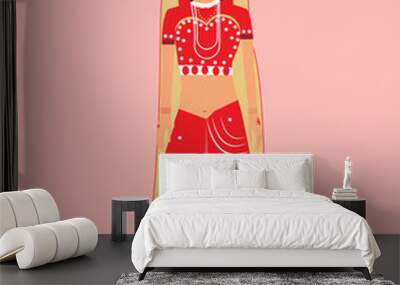 Vector illustration of Bengali woman wearing bridal traditional dress in wedding ceremony.
 Wall mural