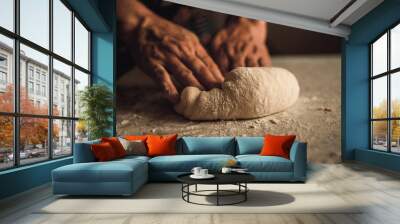 knead the dough by hand Wall mural