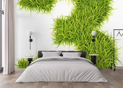 2. Number Two Illustration. Fresh Green Grass Realistic Texture Wall mural