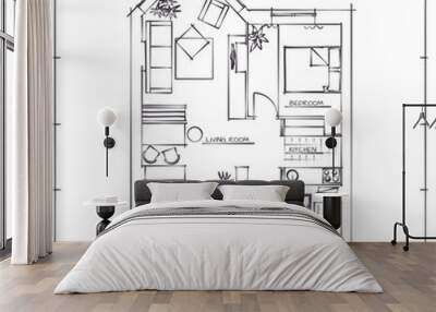 Architectural Floor Plan Wall mural