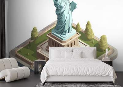 Statue Of Liberty. Isometric View. Isolated Template. Ai Generative Wall mural