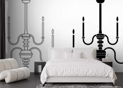 outline silhouette Chandelier icon set Wall mural