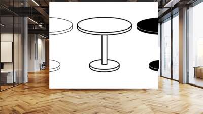 outline silhouette circle table icon set isolated on white background Wall mural