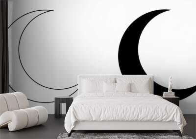 outline silhouette crescent moon icon set isolated on white background Wall mural