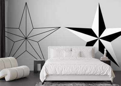 outline silhouette lone star icon set isolated on gray background Wall mural