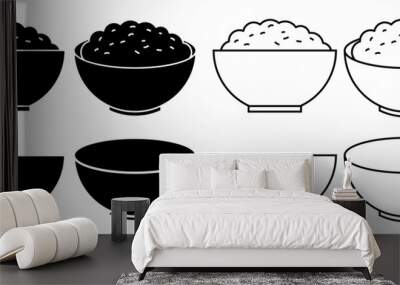 outline silhouette rice bowl icon set isolated on white background Wall mural