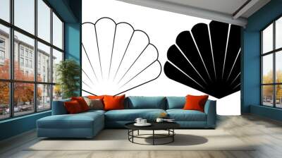 outline silhouette seashell icon set isolated on white background Wall mural