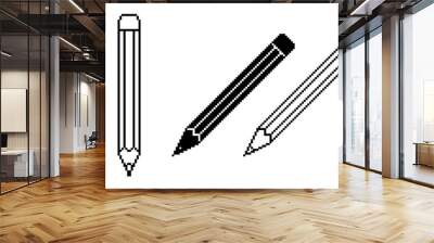 pixel art pencil icon set isolated on white background Wall mural