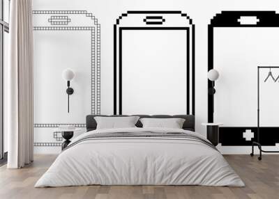 pixel art smartphone icon set isolated on white background Wall mural