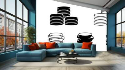 Stack of coins icon set isolated on white background.money icon vector illustration Wall mural