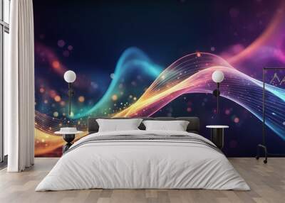 A colorful wave of light with a lot of sparkles Wall mural