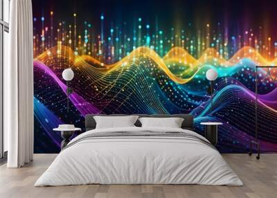 A colorful wave of light with many different colors Wall mural