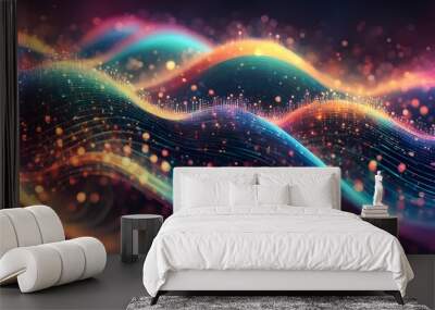 A colorful wave with many dots and lines Wall mural