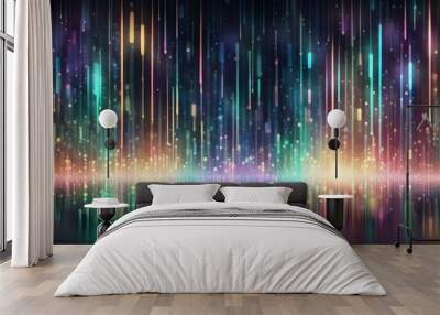 Abstract background with colorful glowing lines and bokeh effect. Wall mural