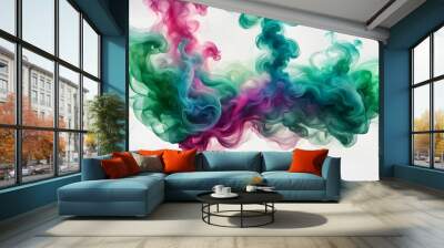 Abstract colorful smoke in the shape of a cloud on a white background. Wall mural