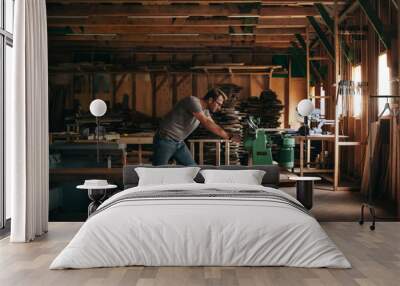 Artisan Carpenter Working in his Workshop Wall mural