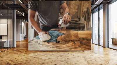 Artisan Carpenter Working in his Workshop Wall mural