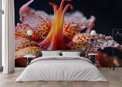 A close-up of Stapelia gigantea, commonly known as the starfish flower, highlighting its unusual, star-shaped bloom. The flower’s deep colors and unique texture, resembling a sea creature, create  Wall mural