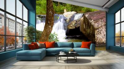 Waterfall Changtog and brown stone Wall mural