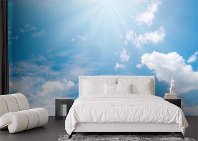 Beautiful blue sky cloudsfor background. Panorama of sky. Wall mural