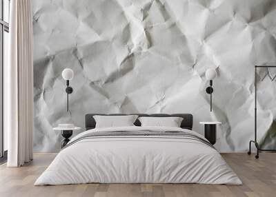 Texture of white crumpled paper for background. Wall mural