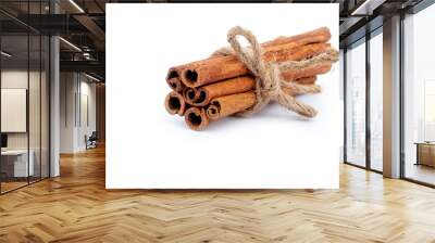 Top view cinnamon sticks isolated on white background. Wall mural